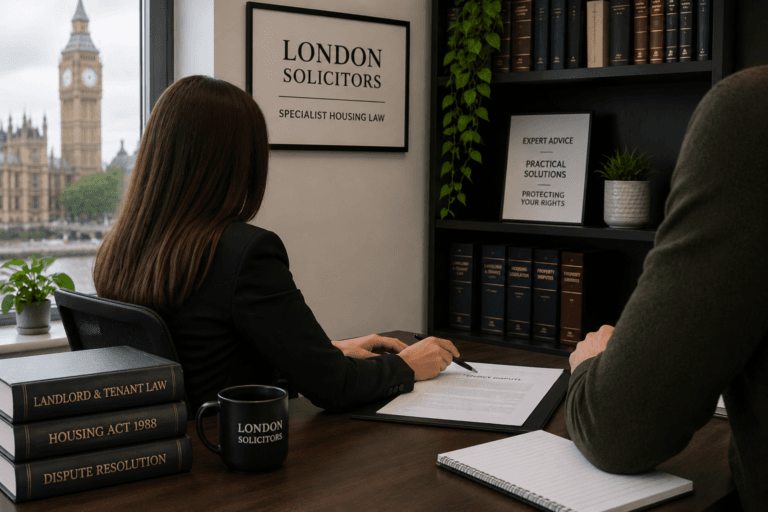 Landlord and tenant London solicitor advising client on housing dispute