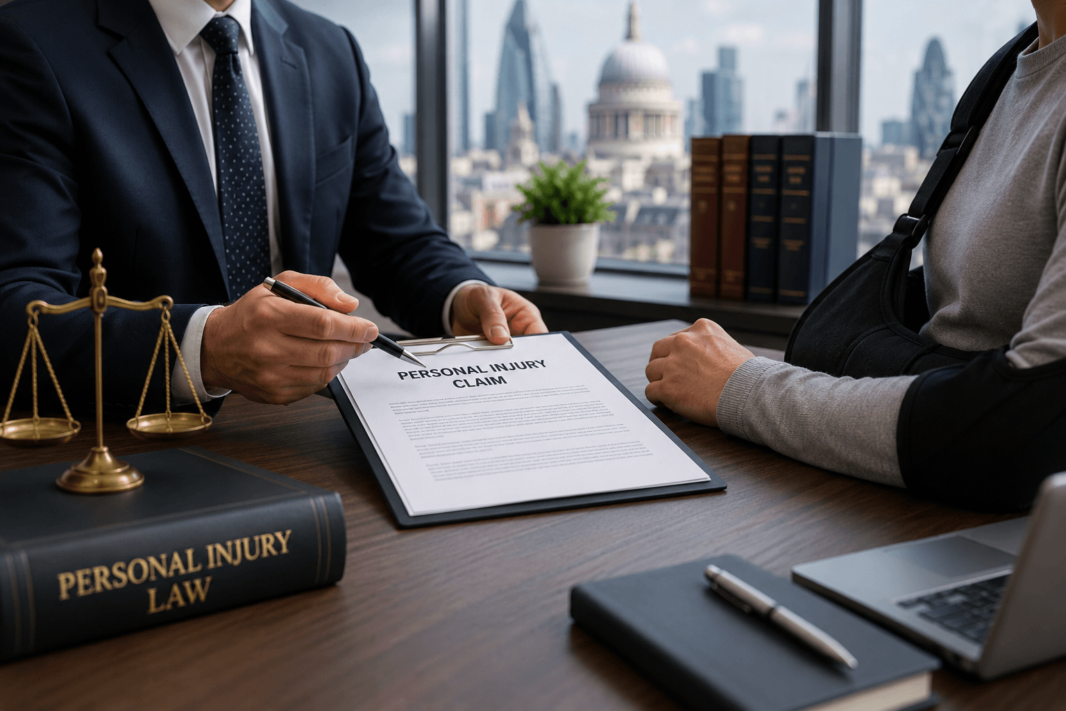 Personal injury solicitor helping an injured client with compensation and accident claims in London