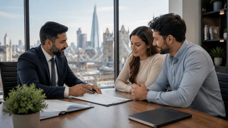 Immigration solicitor advising a couple on a Spouse Visa application in London.